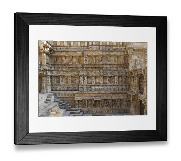 Framed Print : Rani ki vav, step well, stone carving