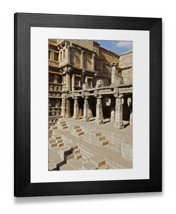 Framed Print : Rani ki vav, step well, stone carving