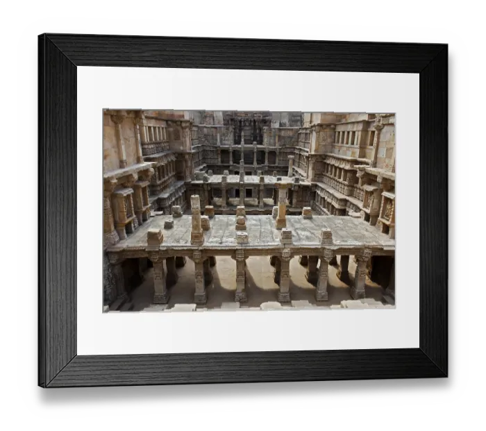 Framed Print : Rani ki vav, step well, stone carving