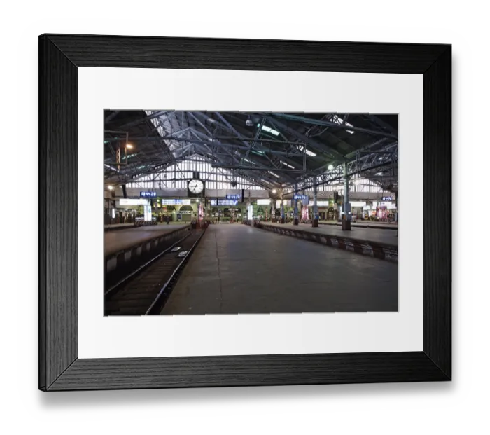 Framed Print : Empty platforms of victoria terminus vt now chhatrapati shivaji terminus station cst railway station