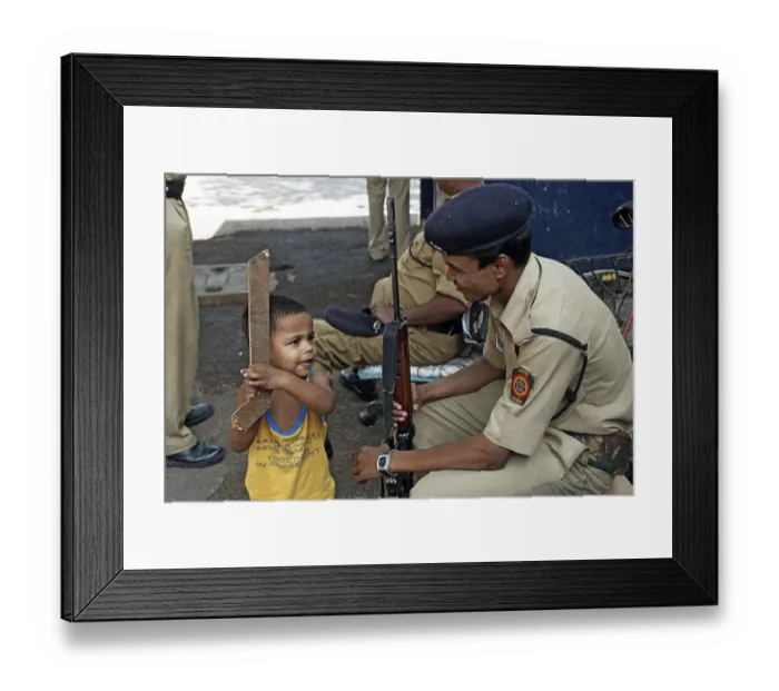 Framed Print : Police sitting outside arthur road jail in Bombay Mumbai Framed Print : Police sitting outside arthur road jail in Bombay Mumbai