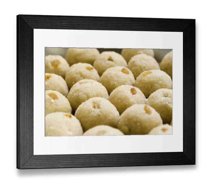 Framed Print : Sweetmeat, rava semolina laddoo ladu with resins