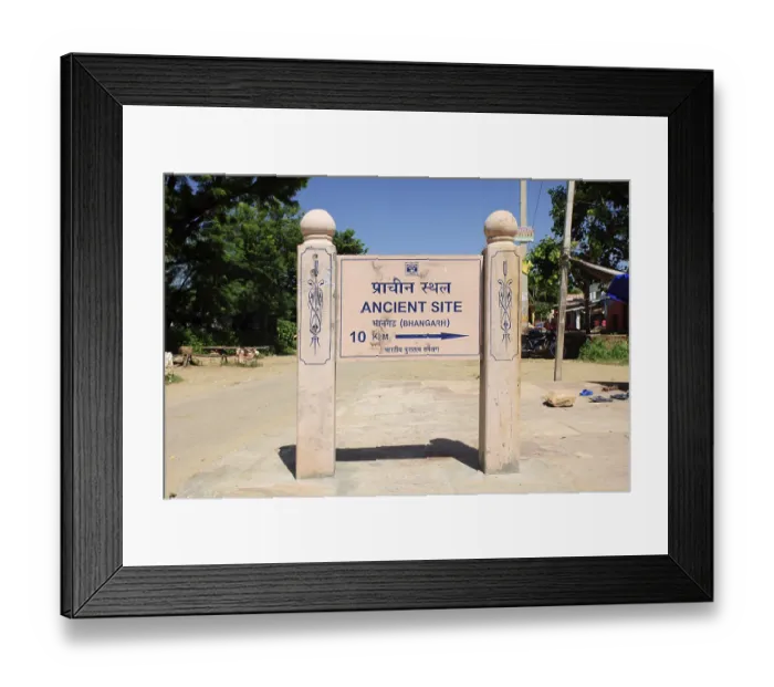 Framed Print : Ancient site signboard of Bhangarh