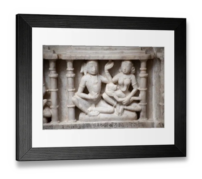 Framed Print : Sculpture of mahavira temple in banaskantha Gujarat India Asia