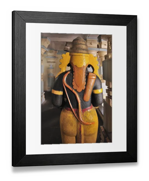 Framed Print : Gatekeeper in black stone at sri ram temple