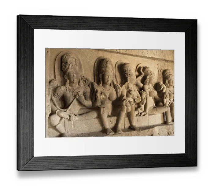 Framed Print : Saraswati reliefs at ajantas cave