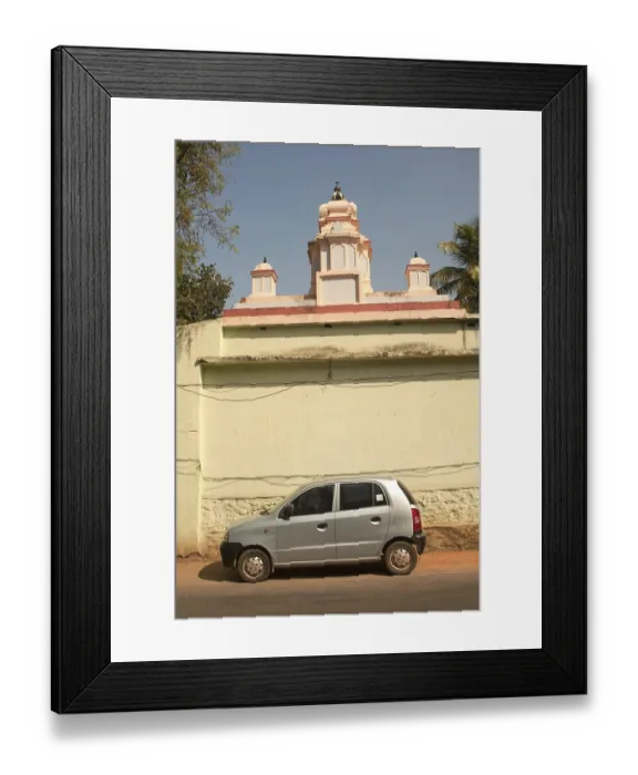 Framed Print : Car parked at temple, Kerala, India