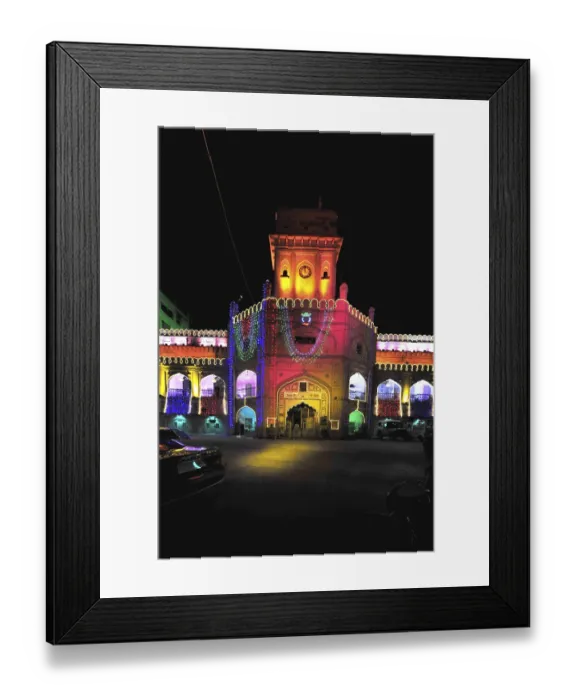 Framed Print : Illuminated mughal sharay surat municipal corporation office