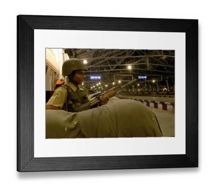 Framed Print : Central reserve police on duty at Victoria terminus vt now chhatrapati shivaji terminus