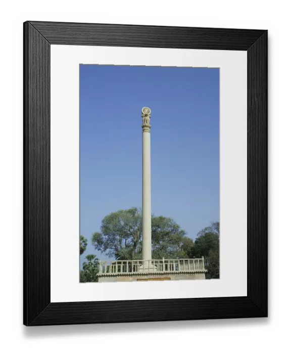 Framed Print : Ashok stambh pillar at pagoda vipassana centre