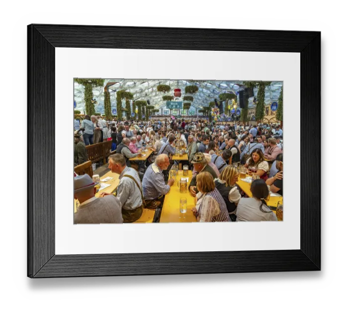 Framed Print : Visitors in the Hofbrau marquee at the Oktoberfest 2024 in Munich