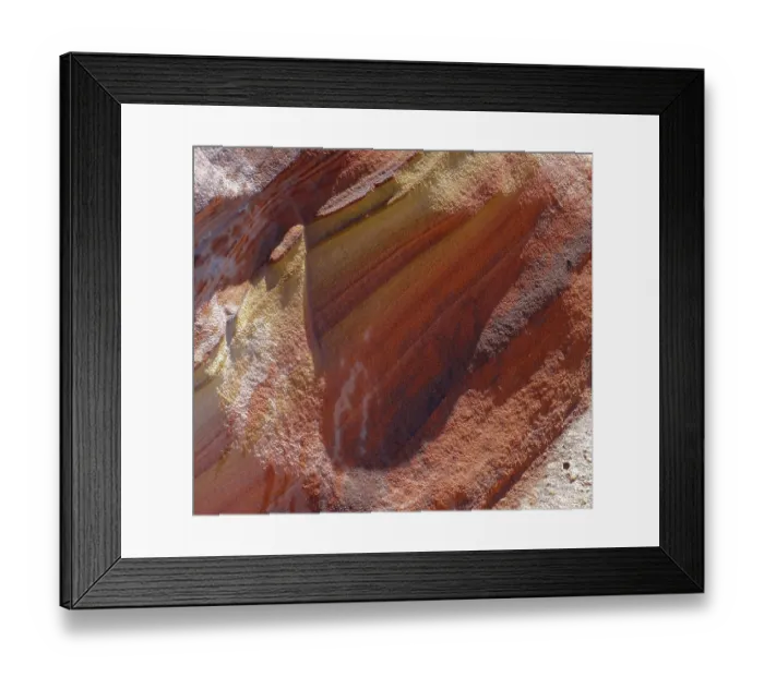 Framed Print : Detail of a a colorful rock formation in the Libyan Desert