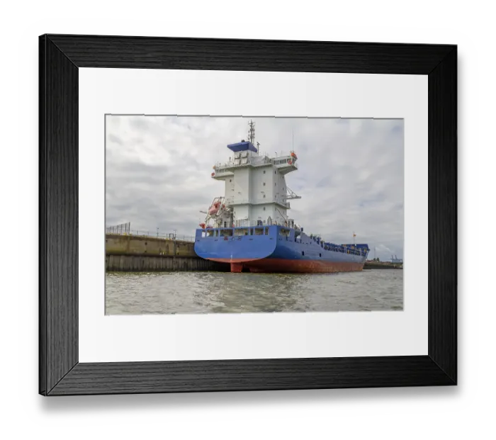 Framed Print : A container ship seen at the Port of Hamburg in Germany