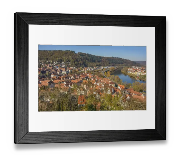 Framed Print : Aerial view of Wertheim, a town in Southern Germany at evening time Framed Print : Aerial view of Wertheim, a town in Southern Germany at evening time