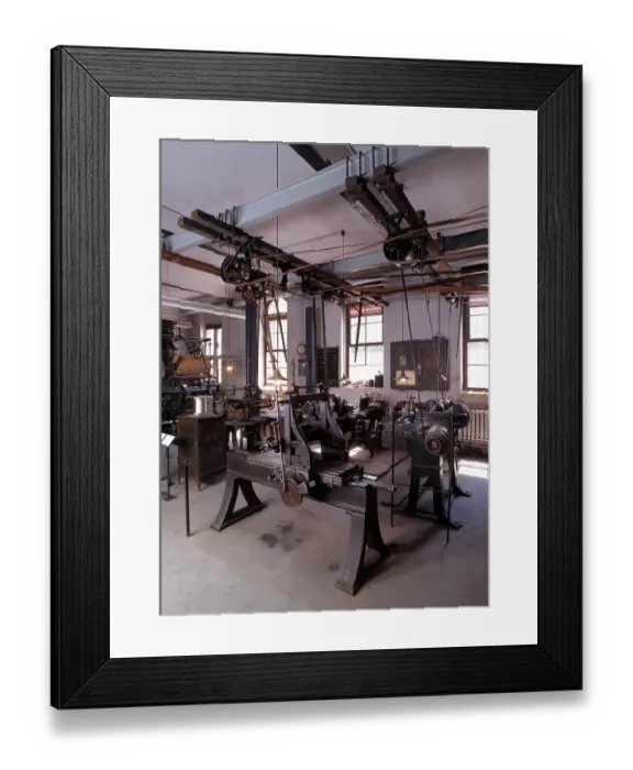 Framed Print : Historic workshop with belt drive Framed Print : Historic workshop with belt drive
