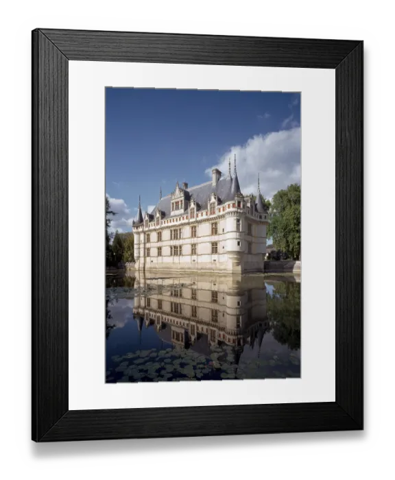 Framed Print : Azay-le-Rideau, castle, view from south-west Framed Print : Azay-le-Rideau, castle, view from south-west