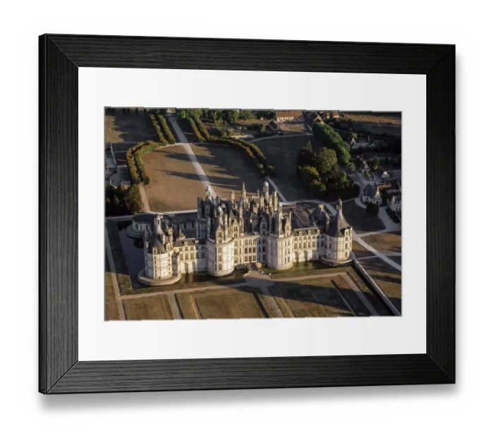 Framed Print : Chambord, castle, view from the west (aerial view) Framed Print : Chambord, castle, view from the west (aerial view)