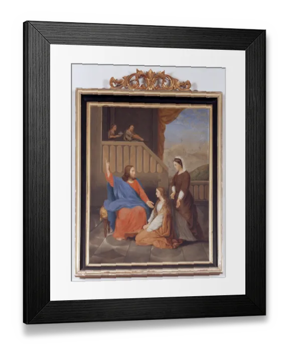 Framed Print : Oil painting: Mary and Martha (Fr Matthiessen)