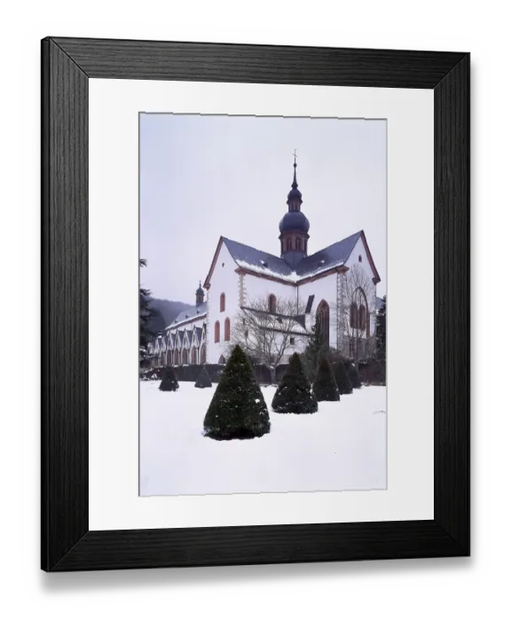 Framed Print : Monastery church, view from the south-east in the snow