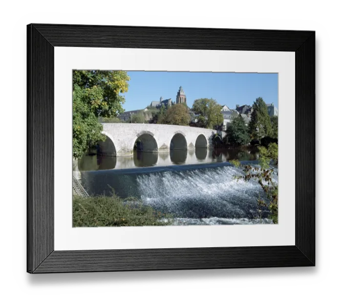 Framed Print : Wetzlar, Lahn bridge and cathedral /  barrage