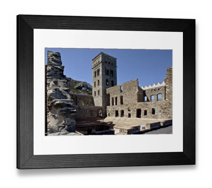 Framed Print : Bell tower from the south-east with ruined buildings