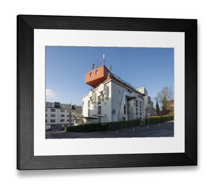 Framed Print : Aachen, KongressstraBe, converted high-rise bunker