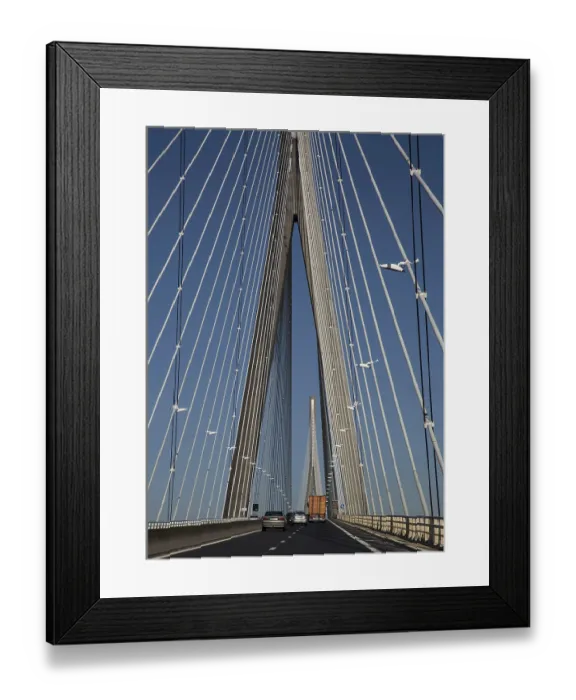 Framed Print : Le Havre, Pont de Normandie cable-stayed bridge over the Seine estuary Framed Print : Le Havre, Pont de Normandie cable-stayed bridge over the Seine estuary