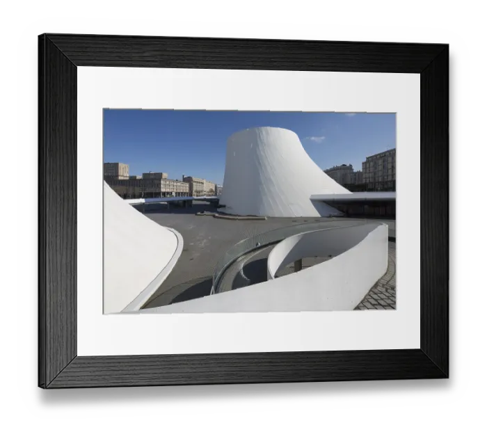 Framed Print : Le Havre, cultural centre LE VOLCAN by Oskar Niemeyer 1977-82 Framed Print : Le Havre, cultural centre LE VOLCAN by Oskar Niemeyer 1977-82