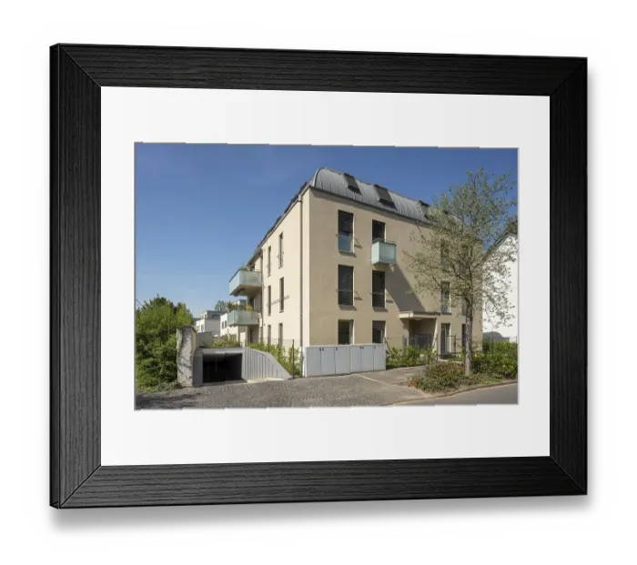 Framed Print : Krefeld, Residential buildings on the Rott
