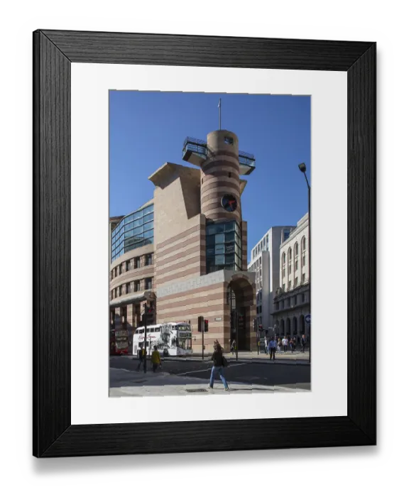 Framed Print : London, postmodern head-end building on Queen Victoria Street by James Stirling
