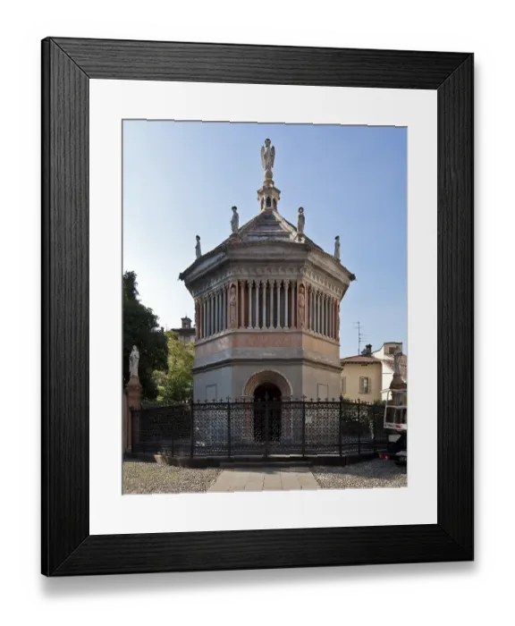 Framed Print : Italy Bergamo 89485 Baptistery built in 1340 inside Santa Maria Maggiore moved to the forecourt in 1660