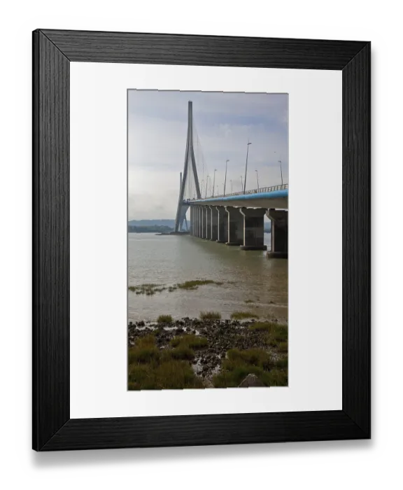 Framed Print : Frankr Pont de Normandie, cable-stayed bridge over the Seine estuary built 1988-94 main span 856m total length 2141m