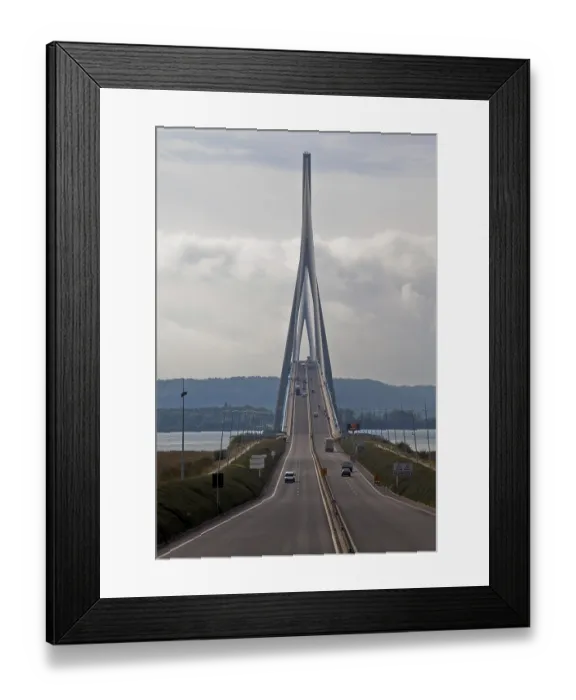 Framed Print : Frankr Pont de Normandie, cable-stayed bridge over the Seine estuary built 1988-94 main span 856m total length 2141m Framed Print : Frankr Pont de Normandie, cable-stayed bridge over the Seine estuary built 1988-94 main span 856m total length 2141m