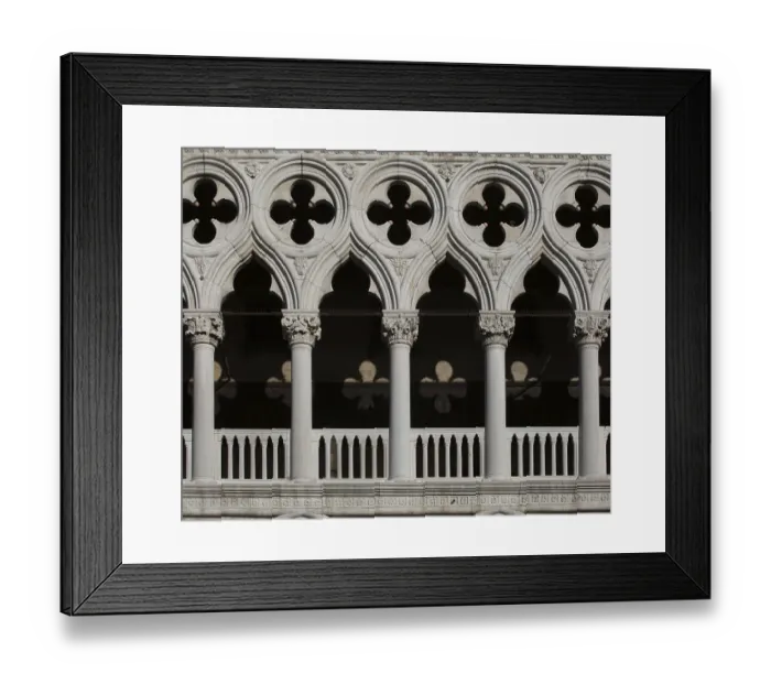 Framed Print : Italy Venice Doge's Palace -211 Gothic arcade upper storey on the west facade Detail Italy Venice Doge's