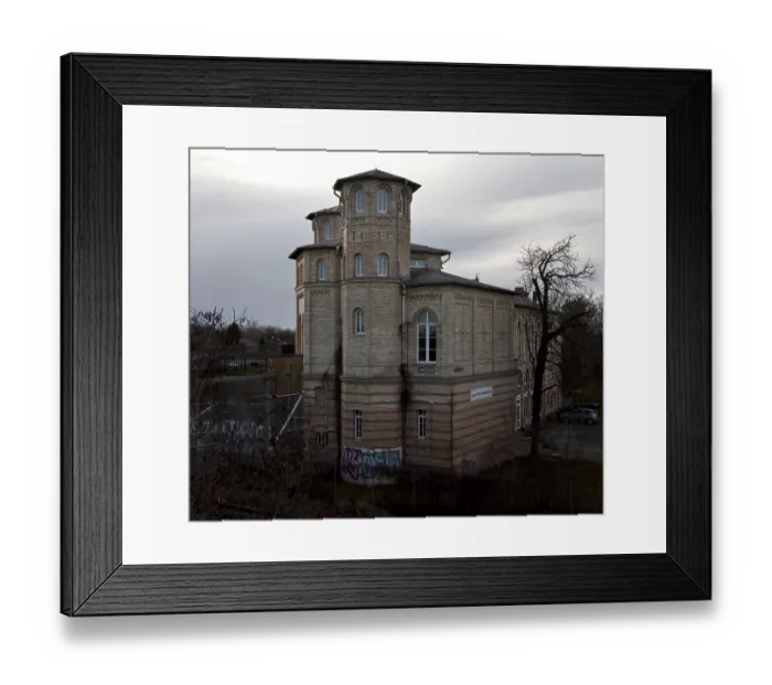 Framed Print : Delitzsch b Leipzig Oberer Bahnhof 58852 Built in 1872 today private academy of performing arts above line from Halle