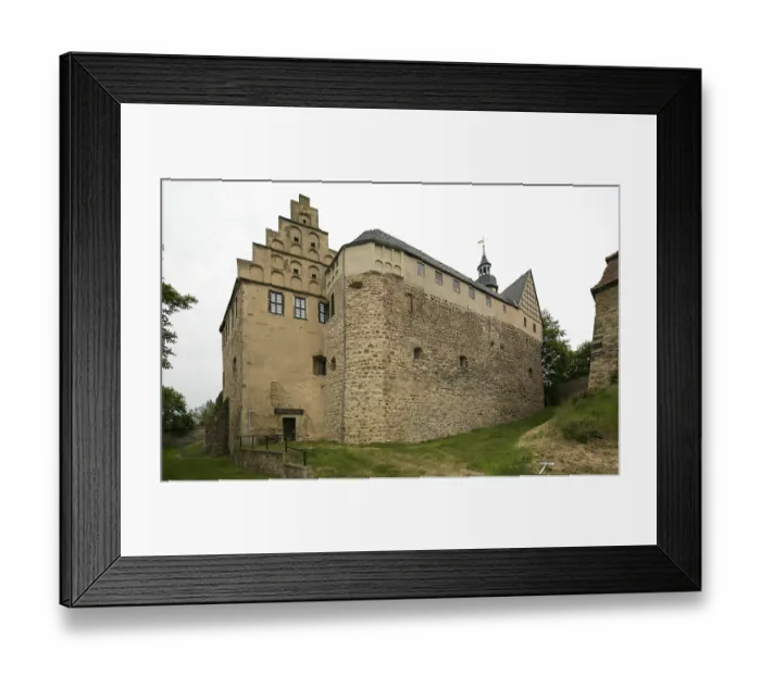 Framed Print : Allstedt b Sangerhausen castle core castle 5651 south-west corner left west wing with stepped gable right south defence