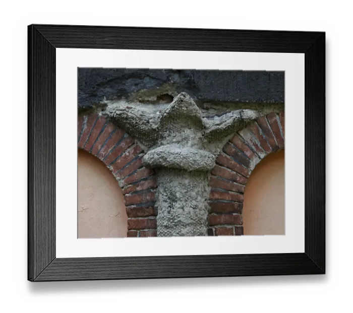Framed Print : Arendsee Altmark gustav-nagel-areal 87770 so-called Kurhalle 1930-31 capital of one of the edge columns Framed Print : Arendsee Altmark gustav-nagel-areal 87770 so-called Kurhalle 1930-31 capital of one of the edge columns