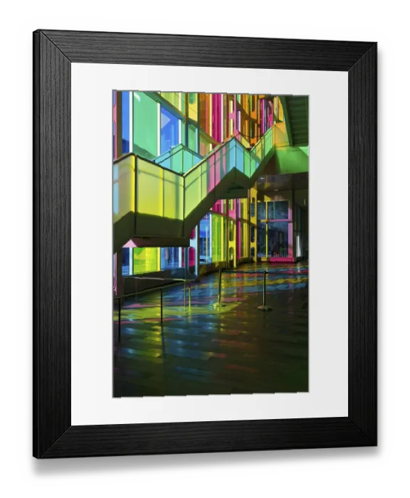 Framed Print : The colourful foyer at the convention centre