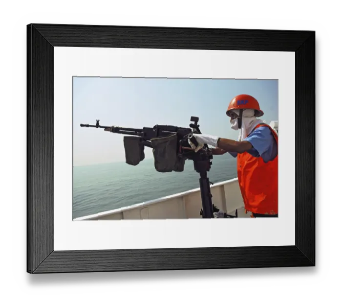 Framed Print : Commando with machine gun, Bombay Framed Print : Commando with machine gun, Bombay