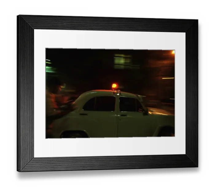 Framed Print : Ambassador car with red siren top Bombay Mumbai