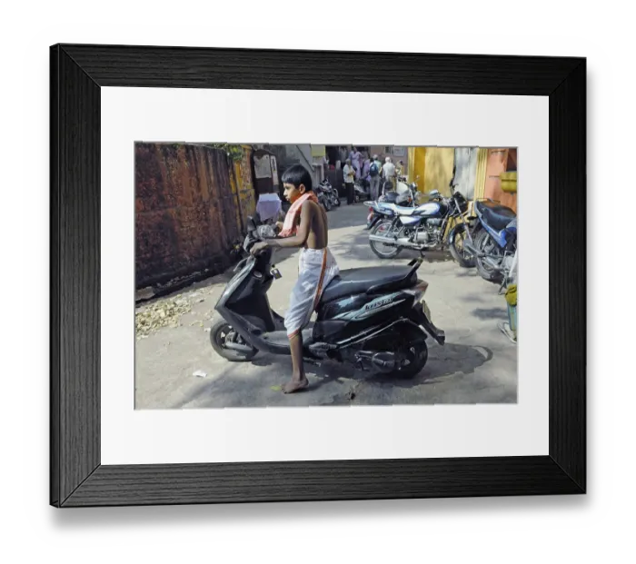 Framed Print : Child driving two wheeler, Kolhapur Framed Print : Child driving two wheeler, Kolhapur