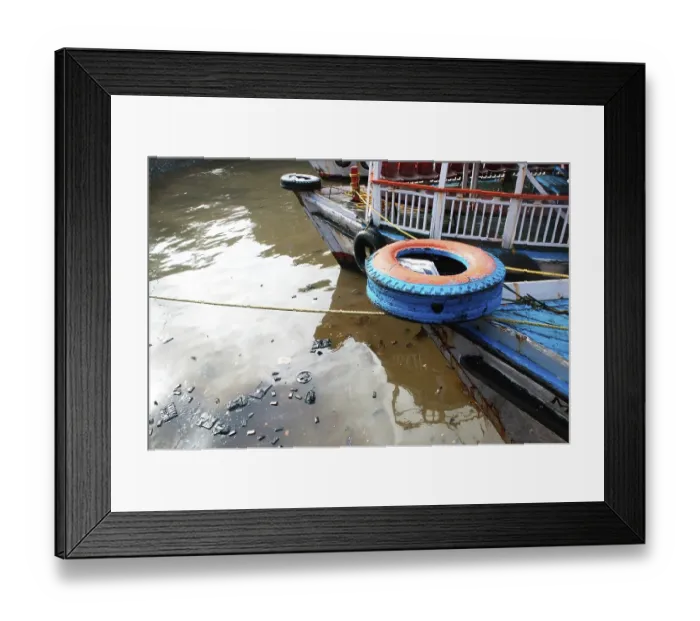 Framed Print : Oil floating at ferry boats due to container ship chitra colliding in sea Bombay Mumbai