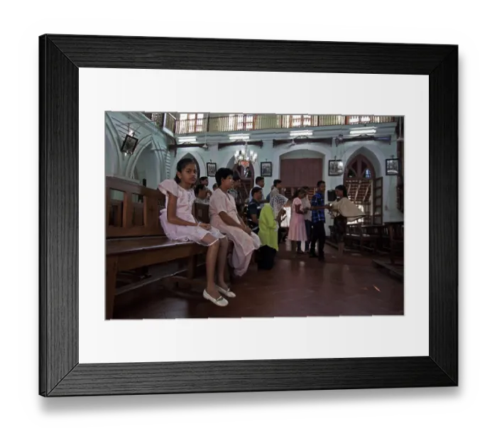 Framed Print : Child in church, goa, Asia, India