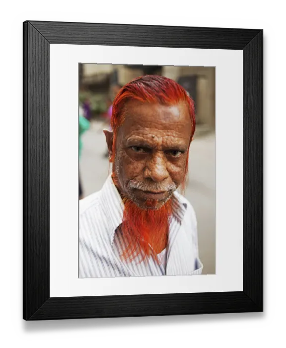 Framed Print : Islamic red beard man portrait, dhaka, bangladesh
