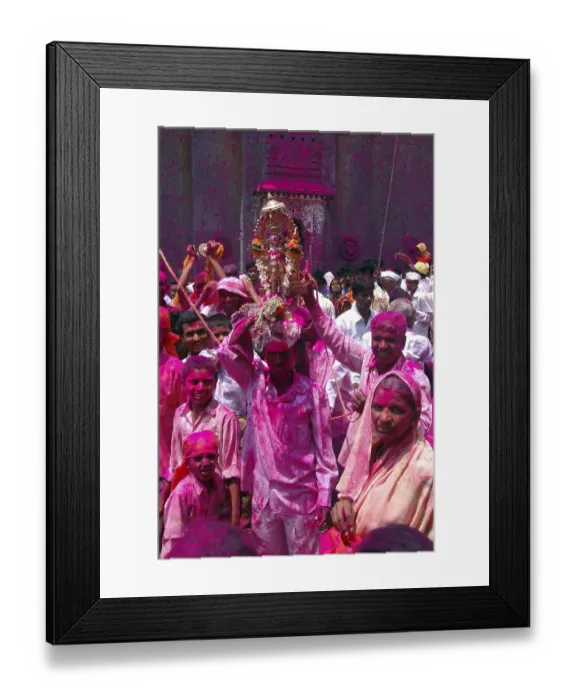 Framed Print : Man carrying idol on head, jyotiba temple
