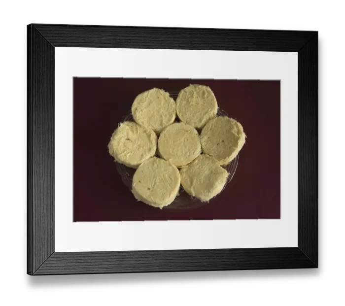 Framed Print : Indian dessert soan papdi in plate