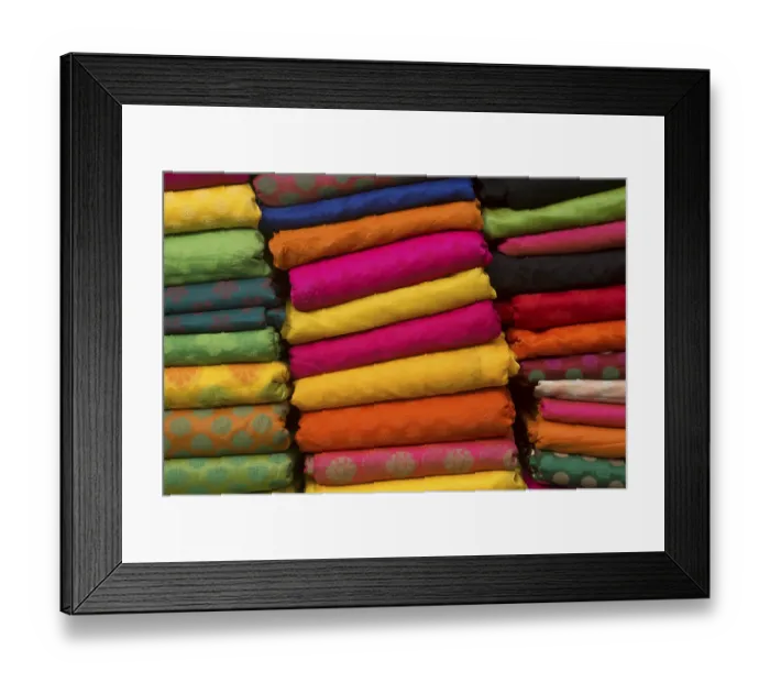 Framed Print : Bundles of colourful cloth for sale