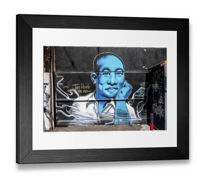 Framed Print : Tony Hsieh portrait, mural, Downtown