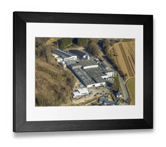 Framed Print : Aerial view, Dehonit Deutsche Holzveredelung Werk im Gewerbegebiet Wurdinghausen
