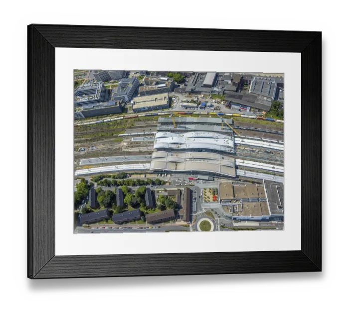 Framed Print : Aerial view, construction site of the main railway station Framed Print : Aerial view, construction site of the main railway station